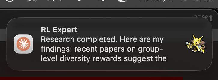 pokegents notification for a completed agent task